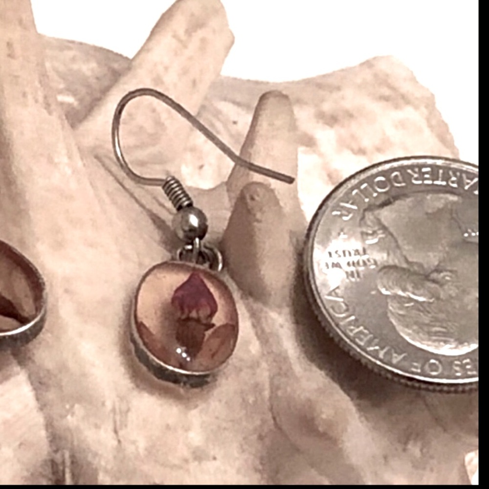 Handmade sterling silver flower earrings artisan made - Picture 2 of 2